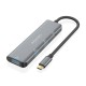 AISENS Hub USB 3.2 Gen1 5G USB-C, USB-C/M-1xUSB-C/H-3xUSB-A/H, Gris, 15 cm